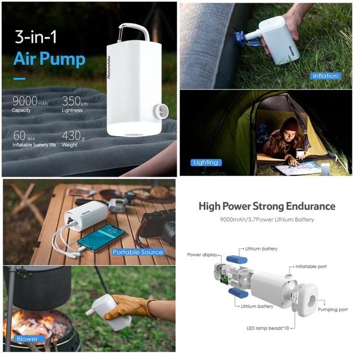 Pompa Matras Naturehike Nh18Q001-A Q-9E Pompa Multifungsi Ing