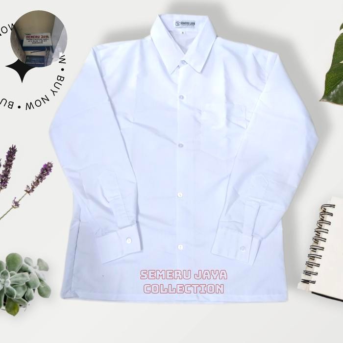 (Allthebest) Seragam Sekolah Baju Putih Panjang Polos TK SD SMP SMA dan OSPEK