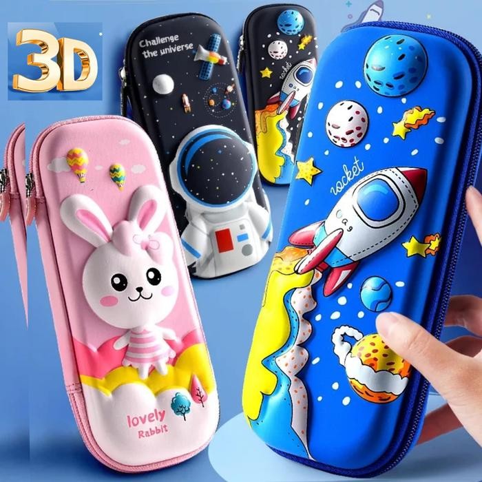 

TERMURAH Kotak Pensil 3D Import Alat Tulis Sekolah Anak Motif Karakter Tempat READY STOCK