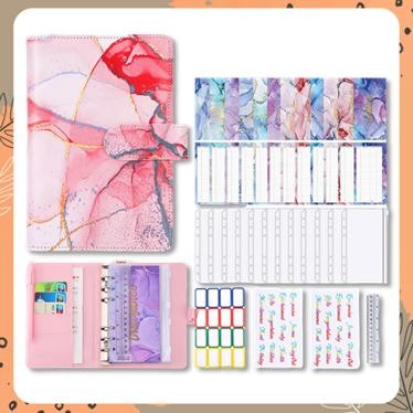 

READY Binder A6 Buku Agenda Notebook Motif Marmer Exclusive Zipper Bahan PU Leather Biru Pink Amplop
