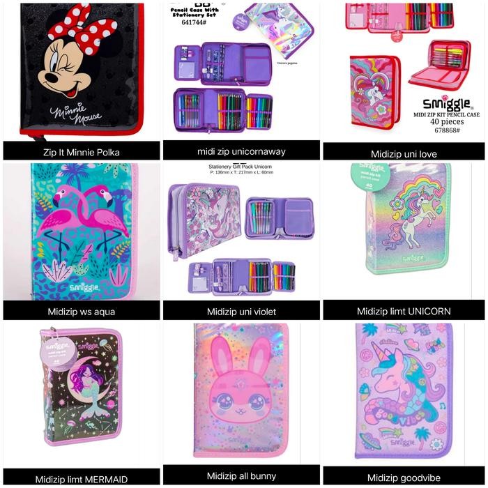 

SMIGGLE MIDIZIP MINNIE, FLAMINGO, UNICORN/ KADO/ STATIONERY SET