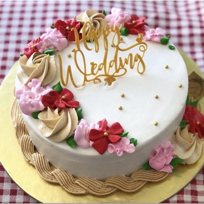 Topper Kue Happy Wedding Hiasan Kue Pernikahan Happy Wedding