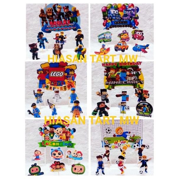 Cake Topper Laki Karakter Roblox Minecraft Lego / Hiasan Kue Ultah