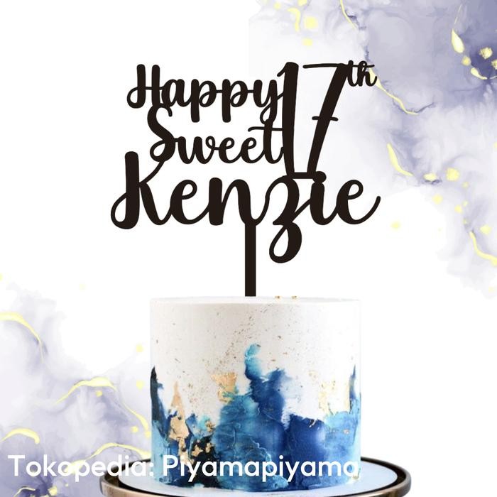 Custom Akrilik Sweet Seventeen Topper Cake Ulang Tahun Sweet Seventeen