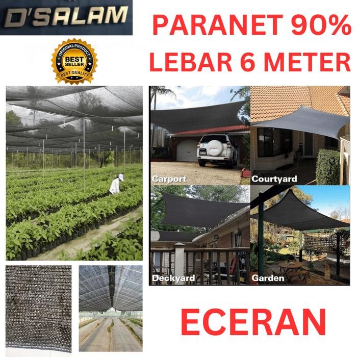 PARANET 90% ( LEBAR 6 METER ) Dekorasi taman shade net Anti UV