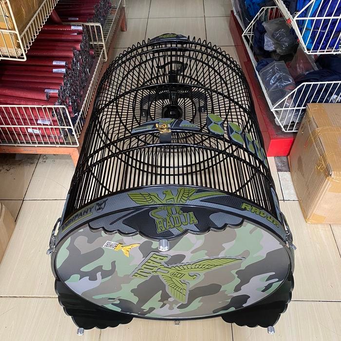 SANGKAR KANDANG MURAI RADJA COMPANY CARBON 3D HIJAU ARMY PVC