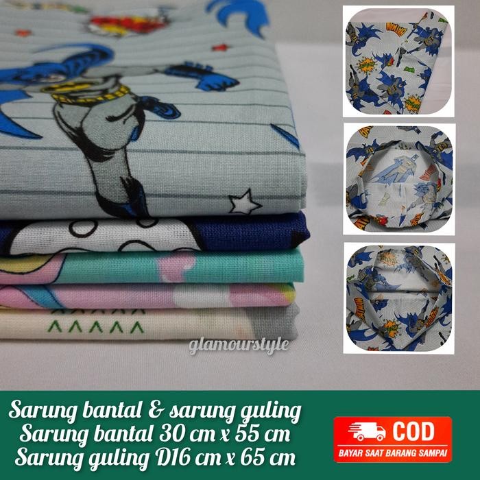 set sarung bantal & sarung guling anak //sarung bantal motif superhero