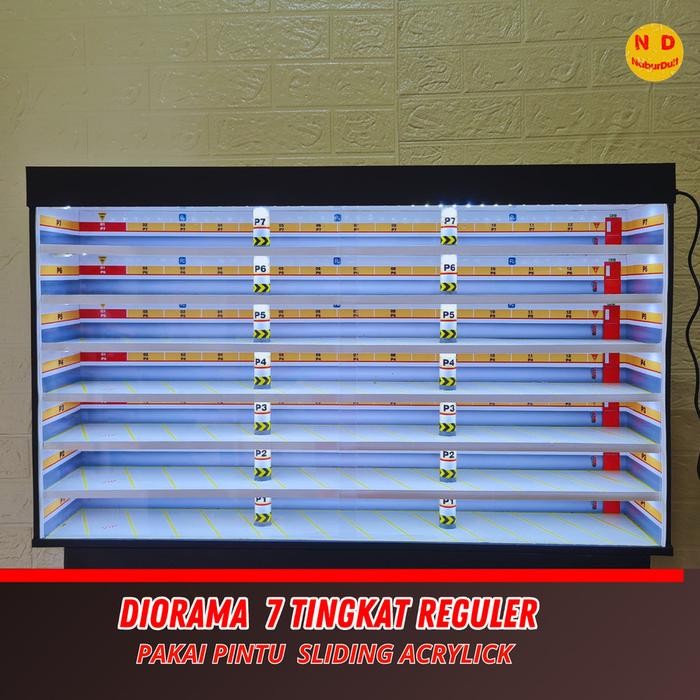 Diorama Parkiran Mobil Hot Wheels /Diecast /Rak Hotwheels - 7 T pkai Pintu Led