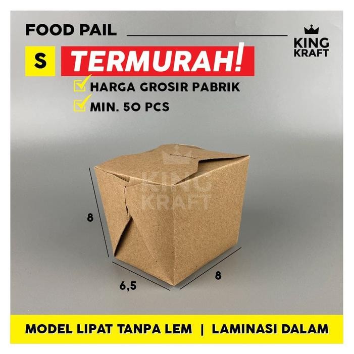 PAPER FOOD PAIL BAHAN KRAFT/ CRAFT FULL LAMINASI SIZE S M & L