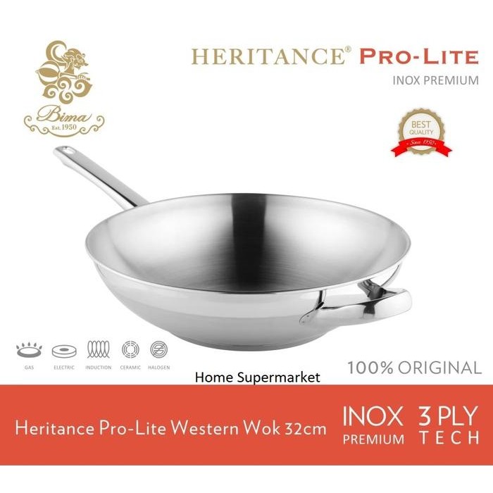 Wajan Stainless Steel Kuali WokPan Bima Heritance Pro-Lite Wok 32CM BP121432B