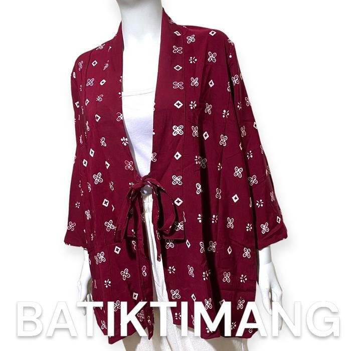 (Allthebest) Atasan Outer Cardigan Vest Batik Wanita Allsize Jumbo Ld 110cm Panjang 70cm Motif Bahan