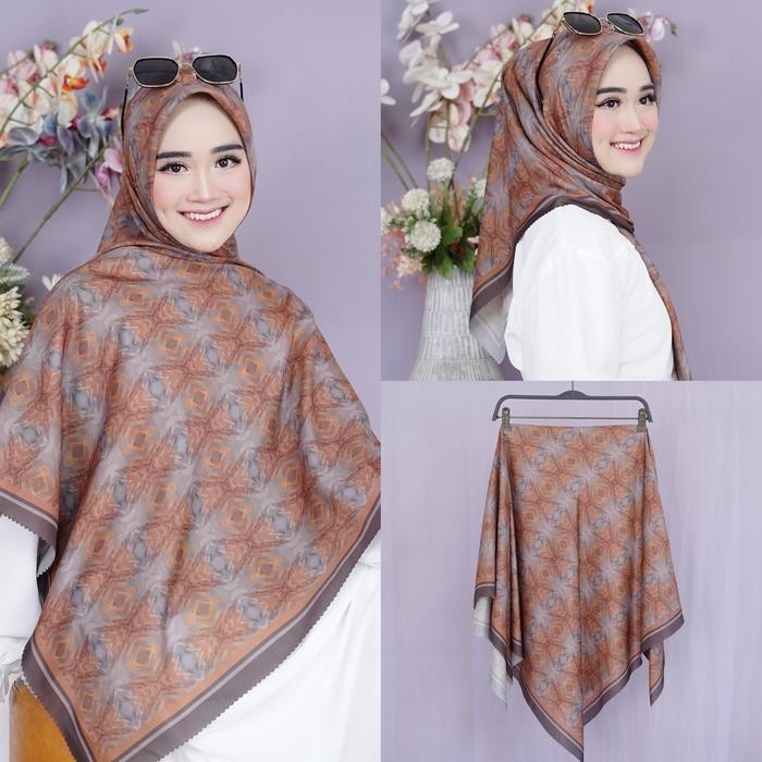 (Allthebest) ( SERIES TURKEY ) Hijab Motif Terbaru Segiempat Motif Bunga Denay Motif 2024 Katun Voal