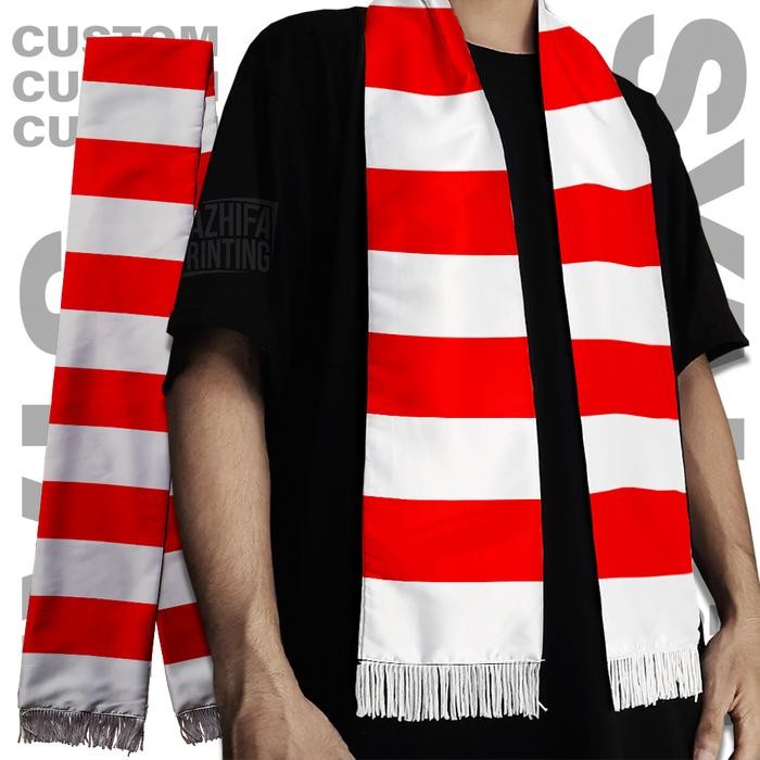 (Allthebest) Nazhifa Printing - Syal Merah Putih Indonesia - Syal 17 agustus HUT RI Scraft Scarf