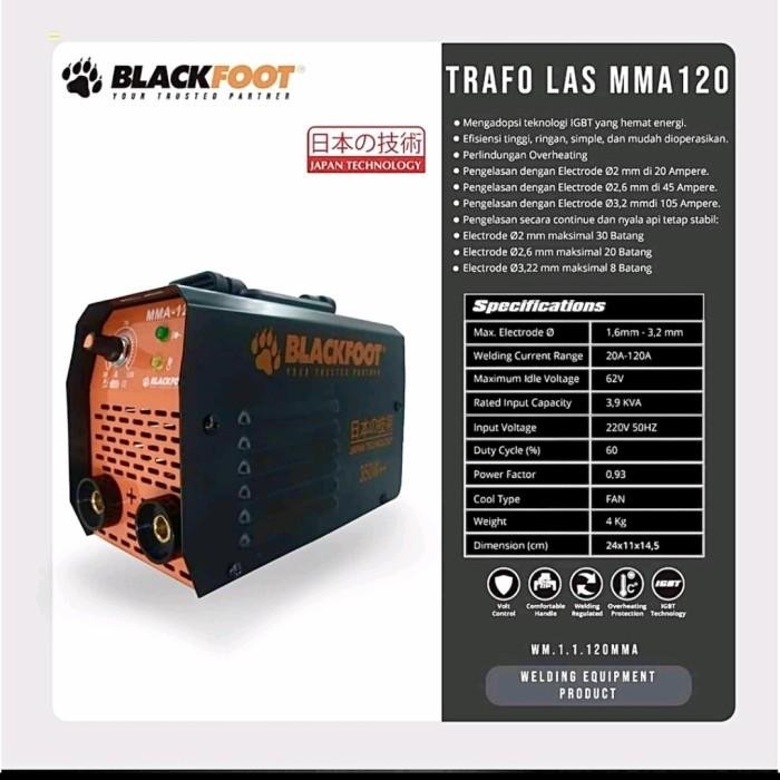 (Allthebest) Blackfoot Trafo Mesin Las Listrik 450 Watt Inverter MMA 120