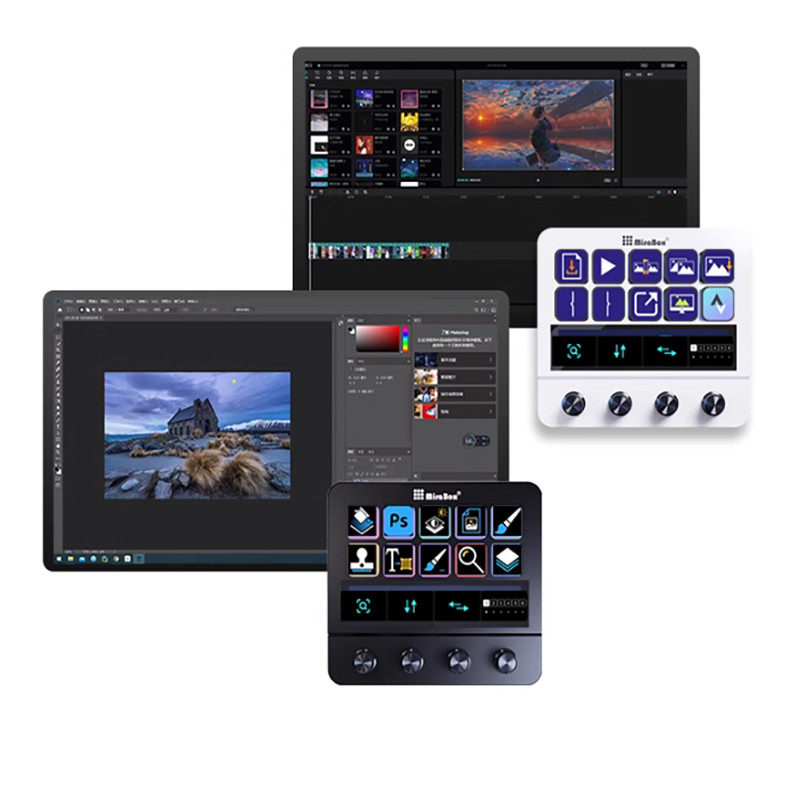 New Stream Deck Mbox N4 Adjustable Stand Touch Strip 10-Key Visual Macro Keyboard Quad-Dial Interfac