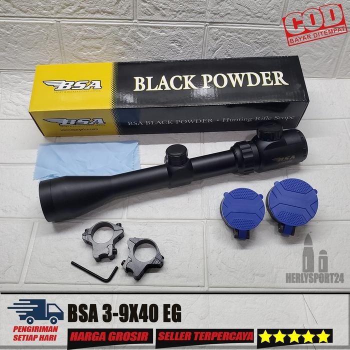 Termurah Teleskop Bsa Black Powder 3-9X40 Eg Tutup Flip Flop Lampu Rgb
