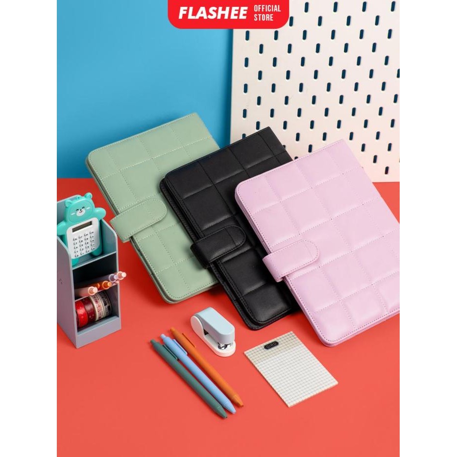

BEST SELLER Flashee Binder Polos Eksklusif A5 Puffy 20 Ring Buku Agenda Kulit Sintetis PU Leather