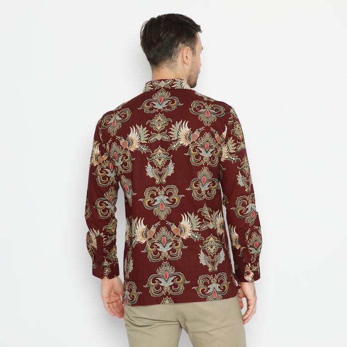 Kemeja Batik Pria Lengan Panjang Maroon 460514