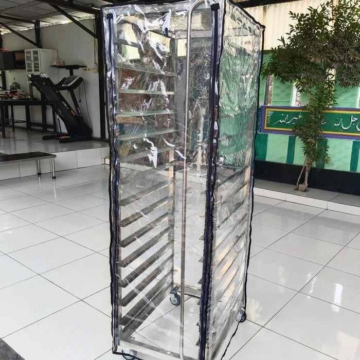 Cover plastik penutup rak loyang roti untuk rak 10-15 susun