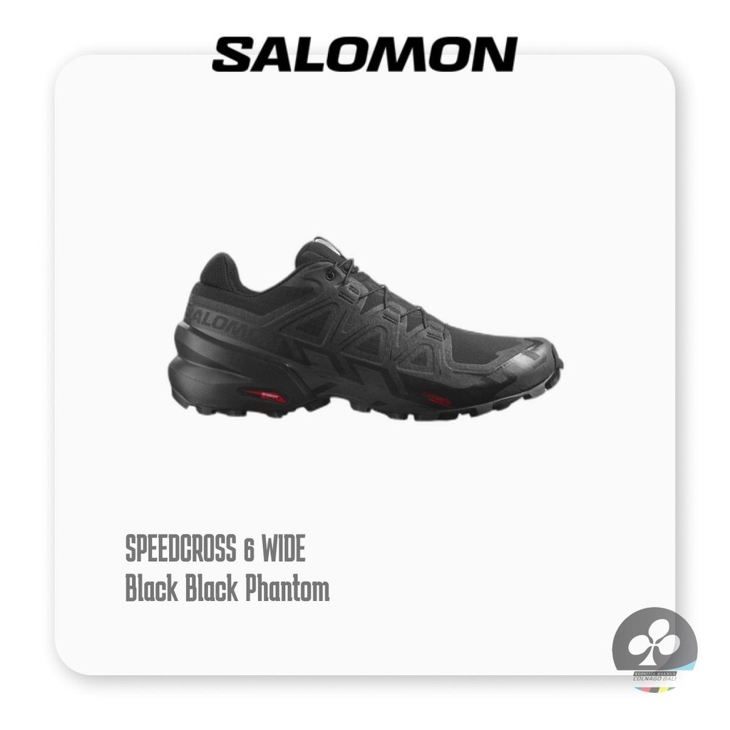 Sepatu SALOMON Speedcross 6 Wide BLACK/BLACK/PHANTOM - Sepatu Lari Trail Outdoor Premium Original