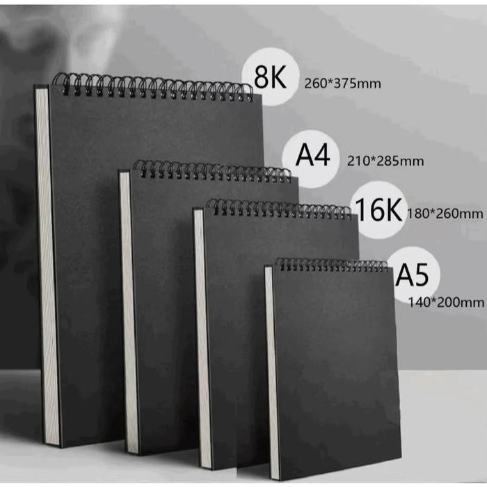 

Sketch Book Buku Menggambar A6 A5 A4 High Quality 120 GSM Buku Gambar Warna Hitam