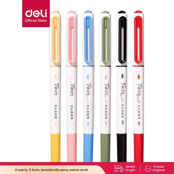 

Deli Spidol Warna / Pigment Liner 6 warna / Pen Clip / Nylon Pen Tip / Pen / Pulpen / Pena / Pena