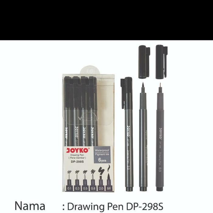 

Drawing Brush Pen 0.1 0.3 0.5 0.8 2.0 Permanen Hitam JOYKO DP-298S