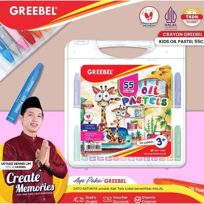 

GREEBEL Crayon Krayon 55 Warna / Crayon Kids Oil Pastel 55 / Crayon Greebel 55 Warna