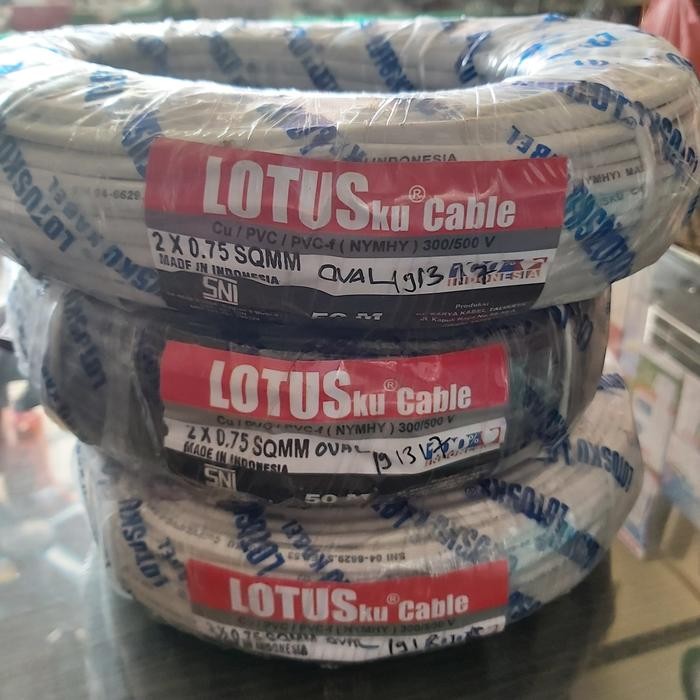 kabel listrik serabut SNI 2x0,75 HITAM / PUTIH 50meter NYMHY / gepeng
