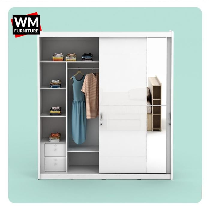 Lemari Baju Multiplek Lemari Pakaian Sliding 2 Pintu Ddle Wkslmd