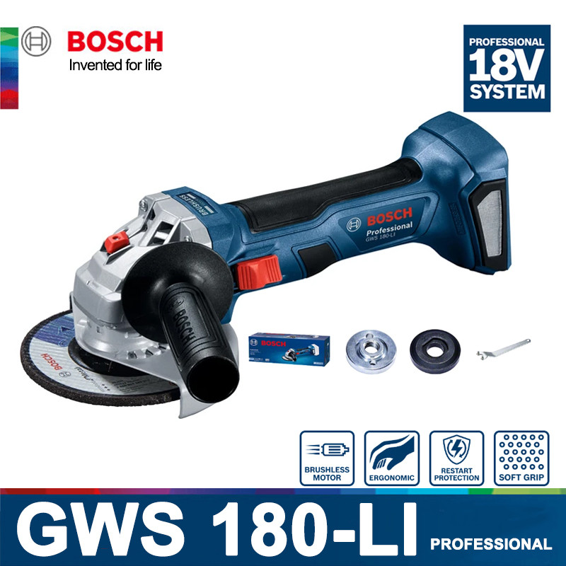 BOSCH GWS180-LI Angle Grinder Cordless GWS 180 li Rechargeable Grinder Brushless Professional