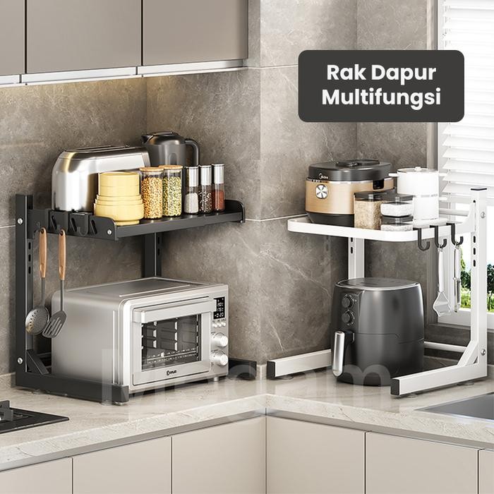 Megam Rak Dapur Multifungsi Rak Oven Microwave Rak Penyimpanan Bumbu Dan Peralatan Dapur Gantungan