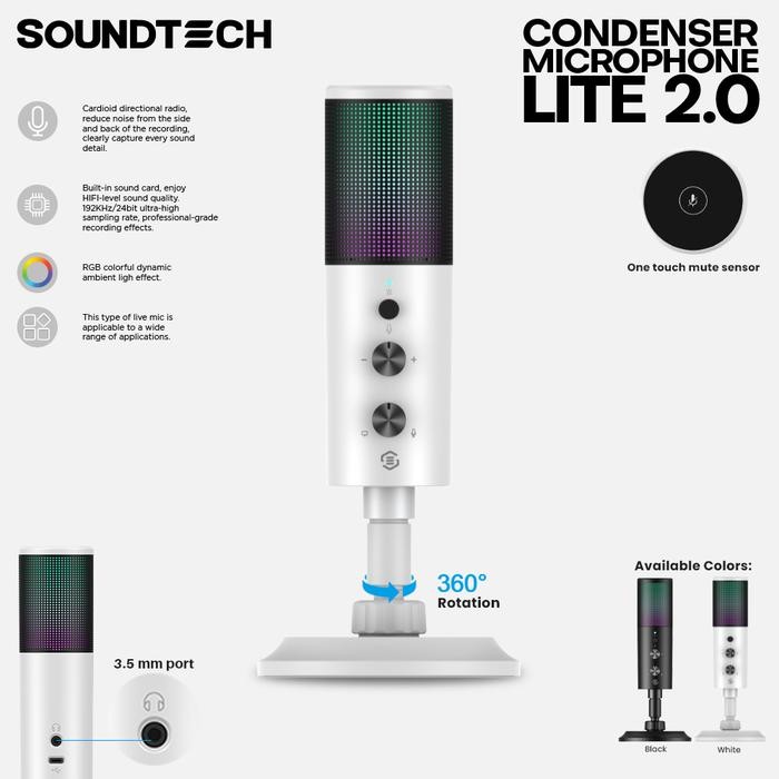 (Expert) SOUNDTECH Lite 2.0 Microphone Condenser Cardioid USB Stand for PC