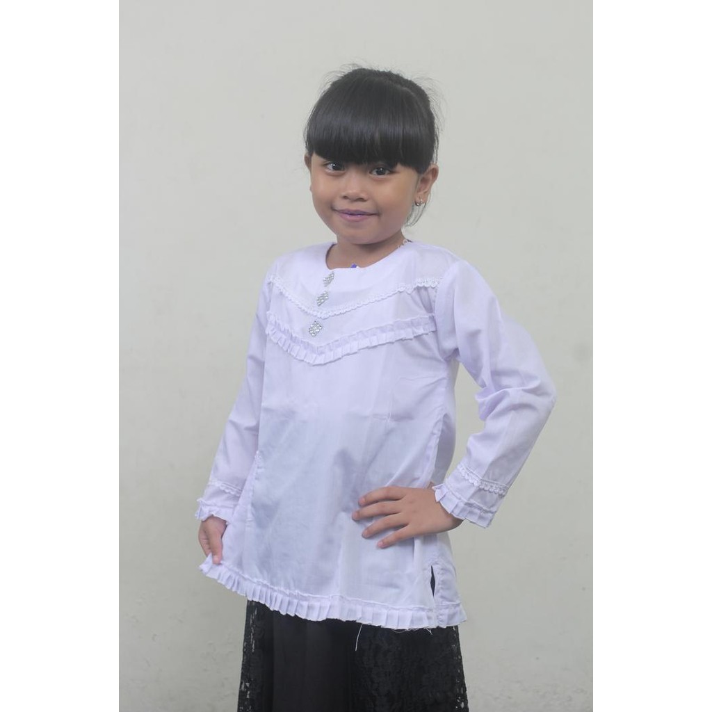 (Expert) seragam sekolah cewek baju atasan muslim blus TPQ putih bahan kain ero