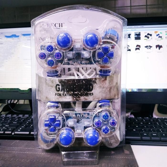 (Expert) Stik PS PC JOYSTICK PC Laptop Gamepad Double Transparan Usb