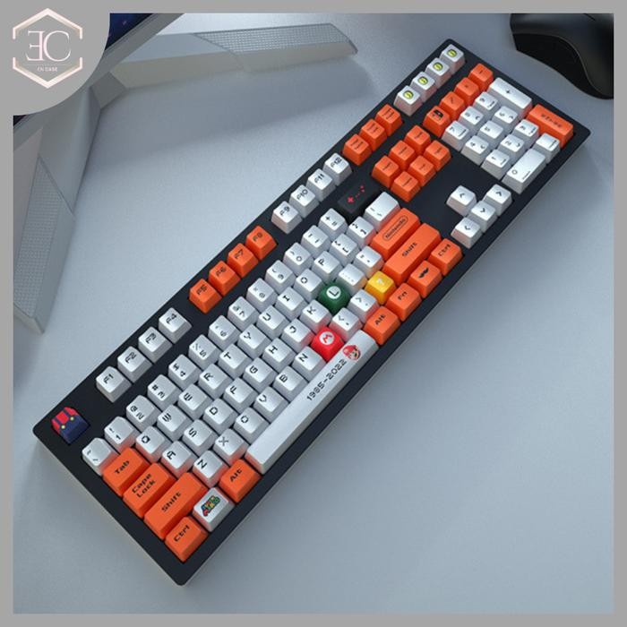 (Expert) Keycaps Keycap Keypad PBT XDA Mario Retro Red Kartun Lucu Luigi Mario Bros