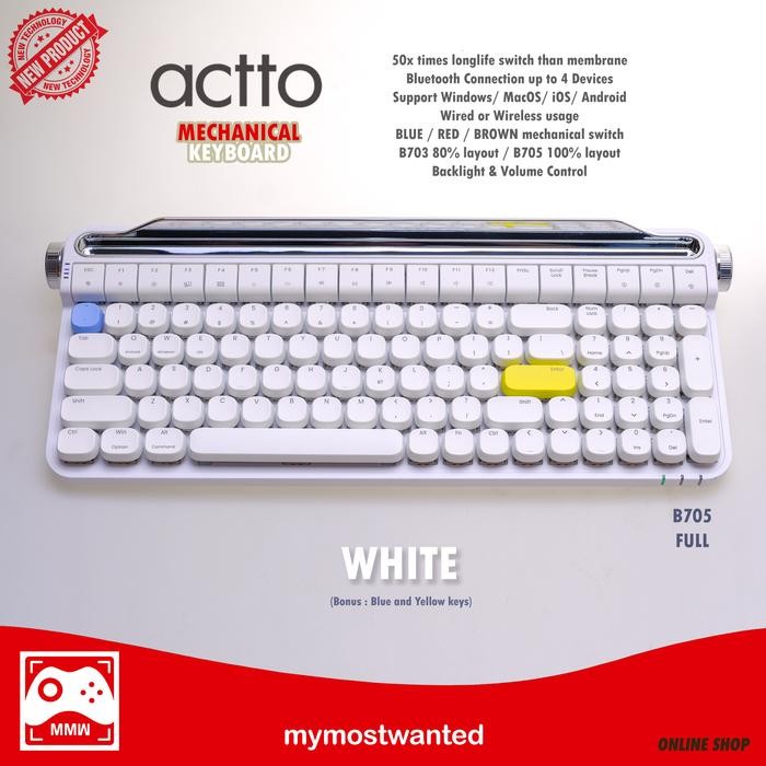 (Expert) Keyboard Mechanical Premium ACTTO backlit typewriter switch WHITE