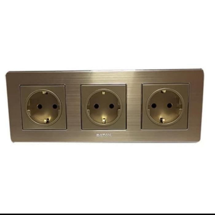 BOTON STOP KONTAK + STOP KONTAK + STOP KONTAK 3 GANG GOLD K2
