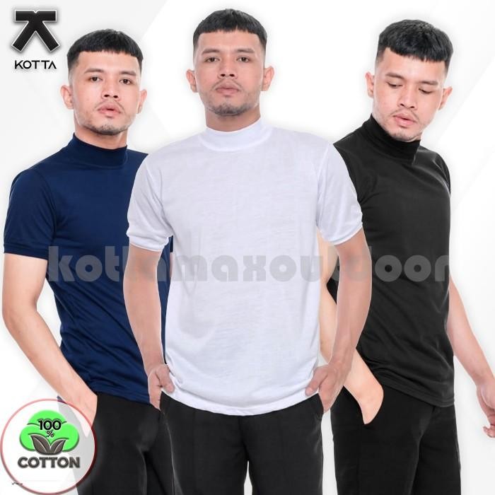 (Expert) Kaos Kerah Tinggi Turtleneck Pria Wanita Kaos Leher Tinggi Polos