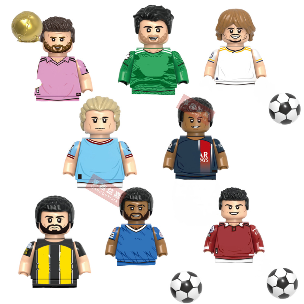 New Single 4.5Cm Soccers Athletics Sportsman Star Building Blocks Cartoon Mini Action Figures Toys