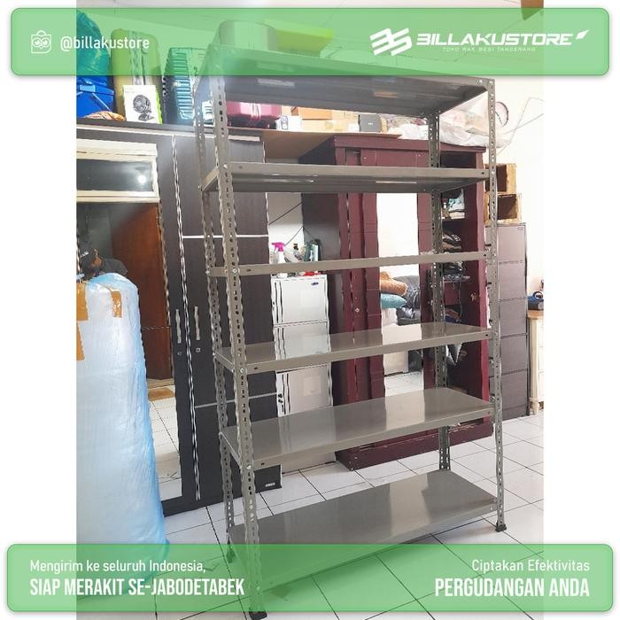 Rak Besi 6 Susun 110 X 45 X 200 Besi Siku Tebal Rak Gudang Serbaguna