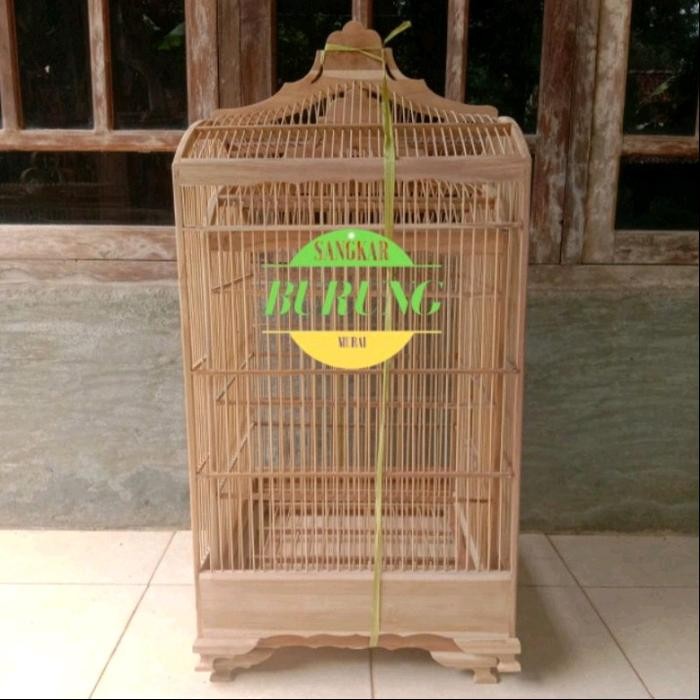 Sangkar Burung Kosan Mentahan alusan 1 Set Isi 2 sangkar ,Bahan Kayu Jati