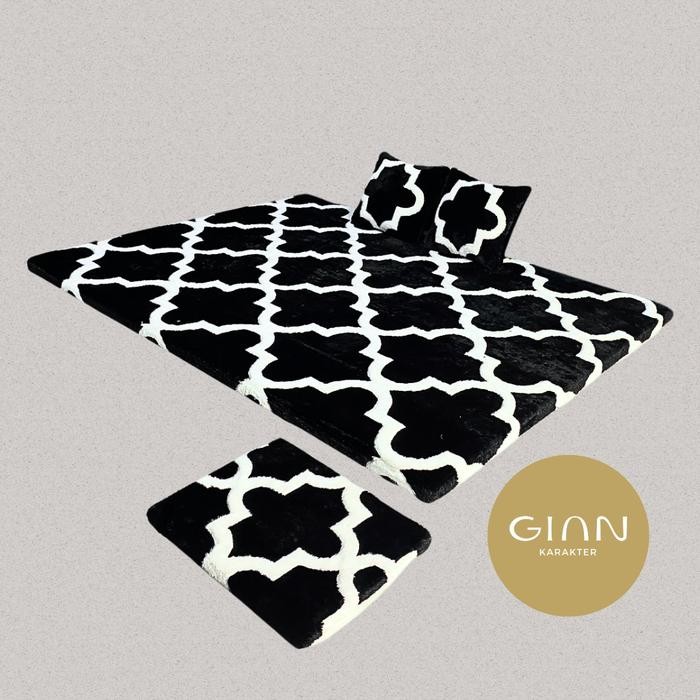 Gian Karakter - Karpet Bulu Tebal / Kasur Lantai Bulu / Busa Motif Maroco Preum Anti Slip Size