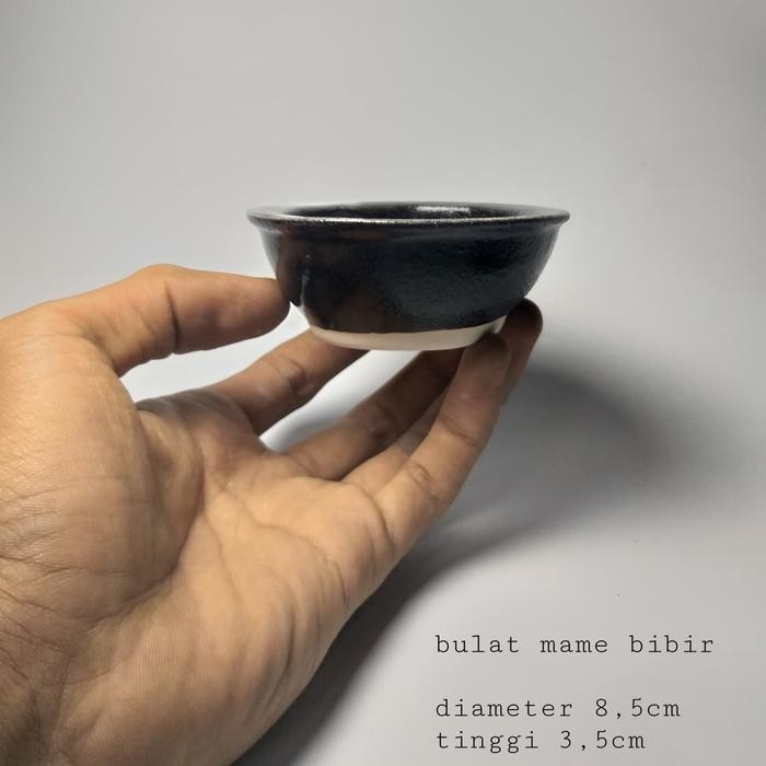 Pot keramik mame bonsai ; bulat mame bibir