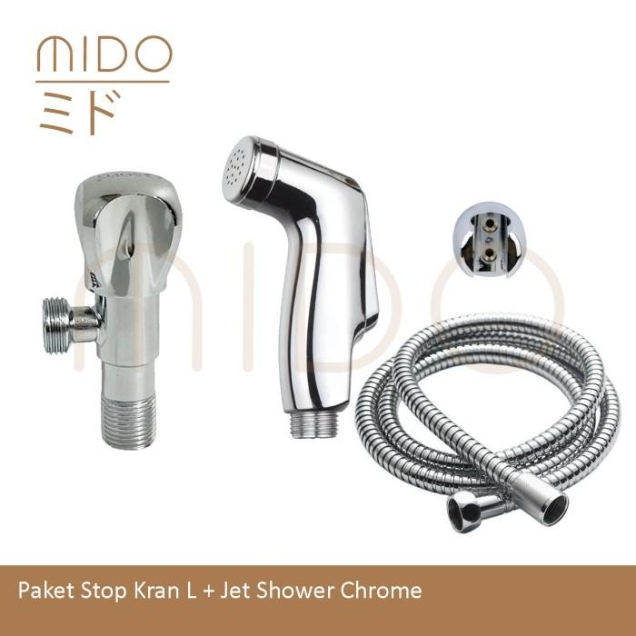 Paket Kran shower cabang 2 + Toilet Jet Shower Bidet Kloset crome