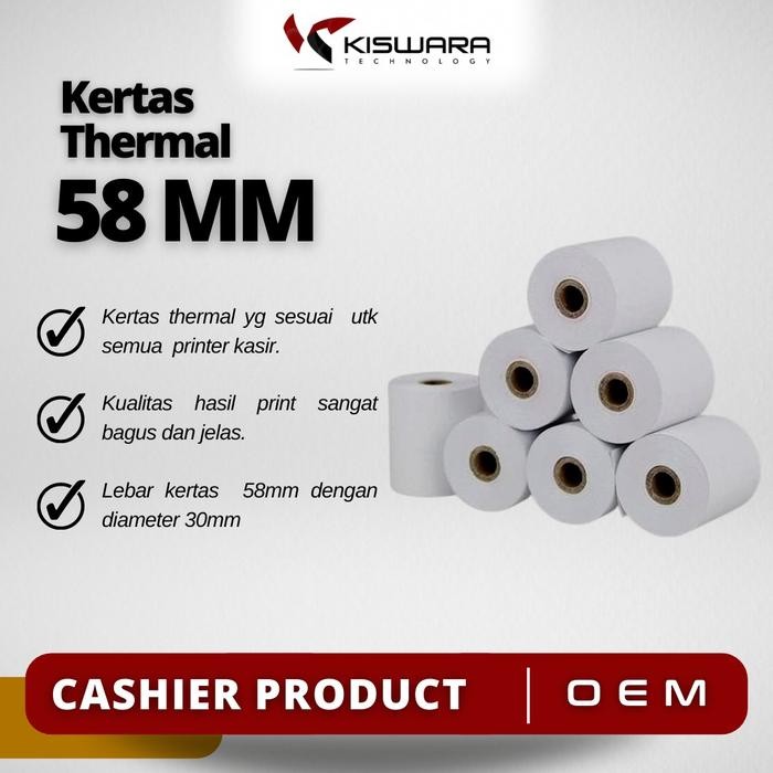 

AT Promo Hemat 10 Roll Kertas Thermal 58x30mm [Plastik Cover]