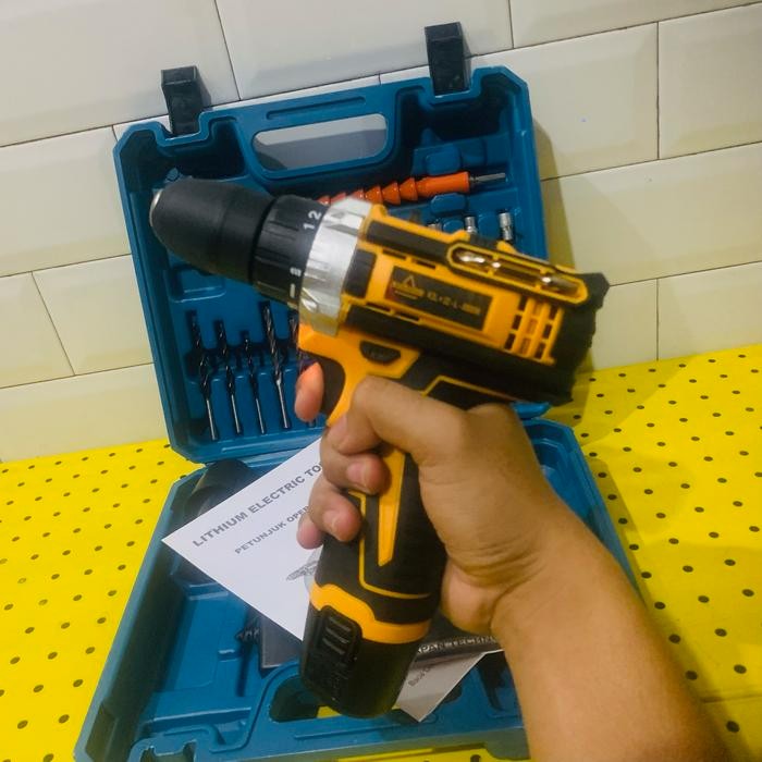 MESIN BOR CORDLESS 10MM 12V + CHARGER CORDLESS DRILL 2 BATERAI YUKIDO