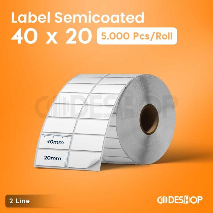 

AT LABEL BARCODE 40X20 STICKER HARGA 40 X 20 SEMICOAT ISI 5.000 PCS MURAH