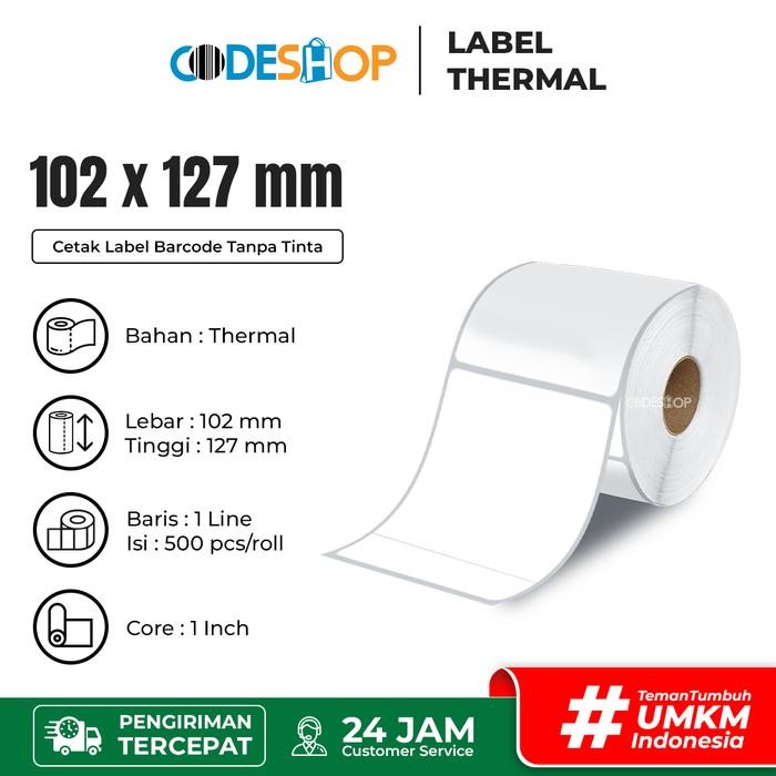 

AT Label Thermal 102x127 mm isi 500 Stiker Printer Barcode Postek TSC