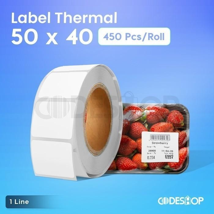 

AT Stiker Label Thermal 50x40 mm 1 Line isi 450 Pcs